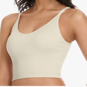 Lemon Ribbed Yoga Bra - Cream